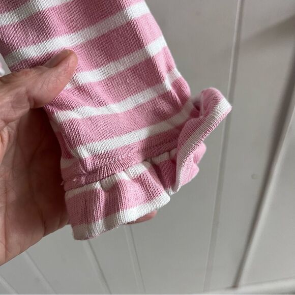 Boden Pastel Pink Striped Cotton Blouse With Ruffle Sleeves - Picture 2 of 13